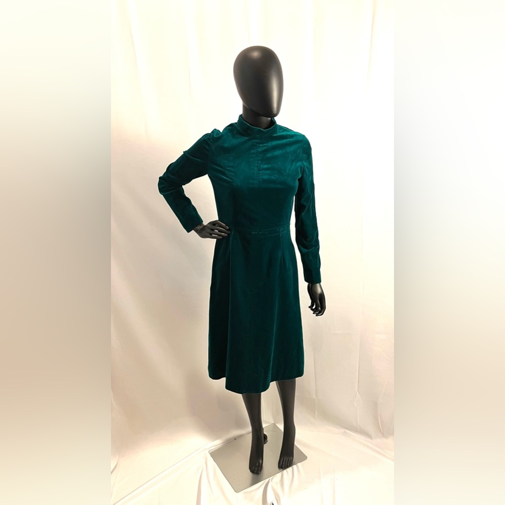 Vintage 50s Dark Turquoise Crushed Velvet Dress